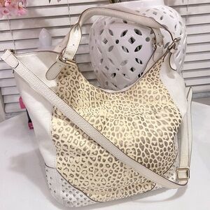 OH By Jay Gryson Large White Leopard Print Shoulder Bag